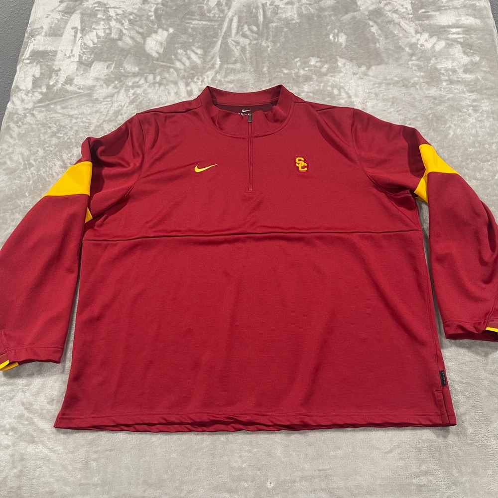 Nike USC Trojans 1/4 Zip Pullover Red Mens 3XL Coach Jacket Football